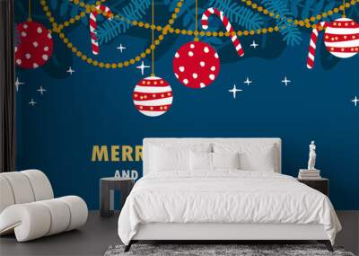 Merry christmas tree decoration ornament banner background card illustration
 Wall mural