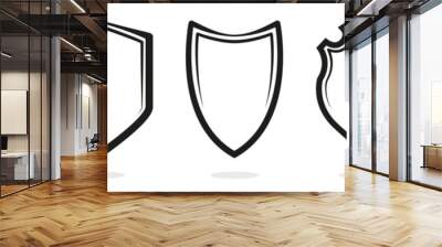 Protect shield black frame symbol icon vector illustration set Wall mural