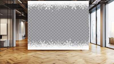 Snow snowflake winter border frame on transparent background isolated illustration Wall mural