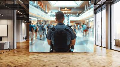 male security guard in the shopping mall. selective focus. blurred background. Wall mural