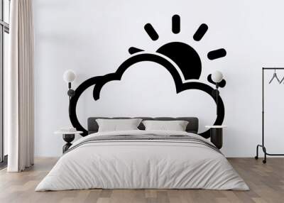 Sunny Cloud Icon. A bold icon depicting the sun behind a cloud, ideal for weather forecasts and digital designs. Wall mural