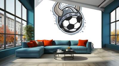 Soccer football ball with Viking helmet logo vector illustration for club or team. Scalable and editable 4 variation vector.	 Wall mural