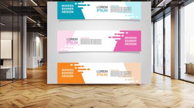 Vector abstract banner design web template set of 3. Abstract geometric background used for letterhead, header, footer, layout, landing page and print media Wall mural