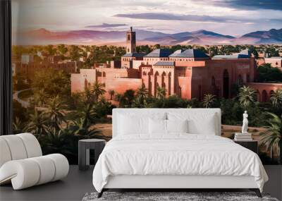 Marrakech Skyline, Morocco. A nice view of the city of Marrakech in Morocco. Marrakech city view in Morocco. Wall mural