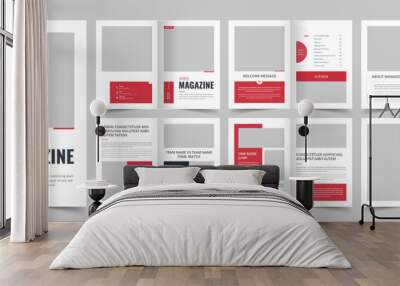 Sports Magazine Layout With Red Accents Wall mural