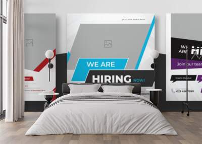 We are hiring job vacancy web banner and social media post template Wall mural