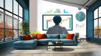 a business owner analyzing financial data on a user-friendly digital platform to enhance profitability. Wall mural