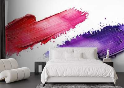 Dynamic Red and Purple Watercolor Brush Strokes: Vibrant Abstract Art, Creative Design Background for Modern Stock Photos Wall mural