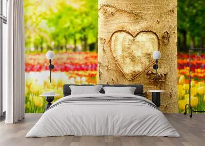 tree with heart in spring Wall mural