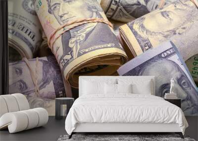 Rolls of Money In Pile Wall mural