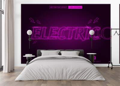 Electric editable text effect with 3 different colour Wall mural