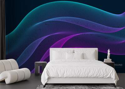 geometric waves abstract background, futuristic background for website banner and science projects Wall mural