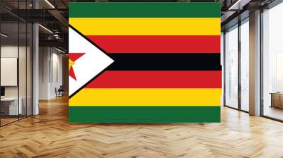 Flat Illustration of Zimbabwe flag. Zimbabwe national flag design.
 Wall mural