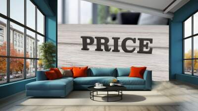 木製アルファベットのPRICEオブジェとインテリア Wall mural