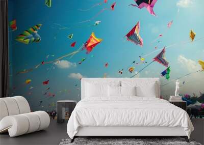 Colourful kites wallpaper Wall mural