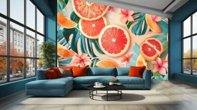 Colourful summer pattern wallpaper Wall mural