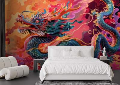 Dragon dance for chinese new year Wall mural