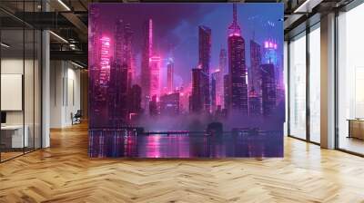 future city skyline wallpaper Wall mural