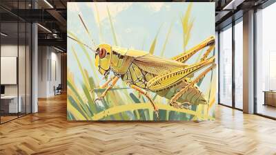 Grasshopper in the field wallpaper Wall mural