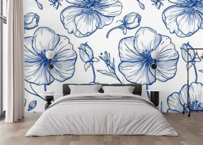 Line art flower pattern wallpaper Wall mural