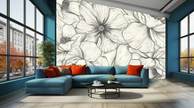 Line art flower pattern wallpaper Wall mural