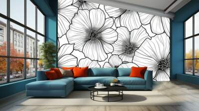 Line art flower pattern wallpaper Wall mural