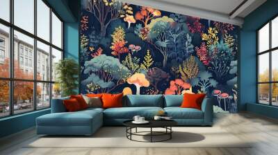 mystic forest pattern wallpaper Wall mural