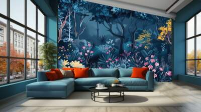 mystic forest pattern wallpaper Wall mural