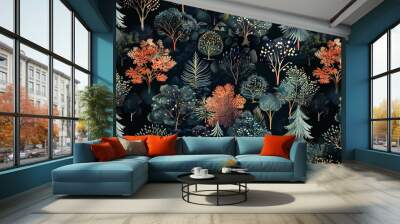 mystic forest pattern wallpaper Wall mural