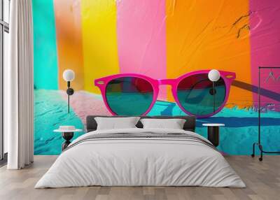 Retro sunglasses wallpaper Wall mural