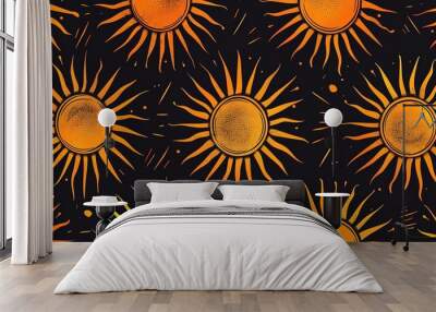 Sun pattern seamless wallpaper Wall mural