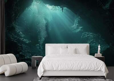 Underwater cave explore wallpaper Wall mural