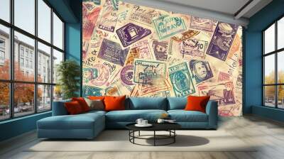 Vintage stamp pattern wallpaper Wall mural