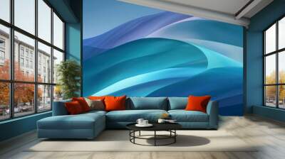 A smooth gradient transitions from blue and teal into deep indigo, creating a tranquil and visually pleasing color blend. Wall mural