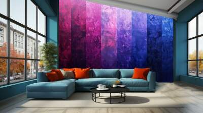 A vibrant color gradient map transitions from blue to purple and red, blending textures of smoke and light, evoking a dynamic and artistic space. Wall mural