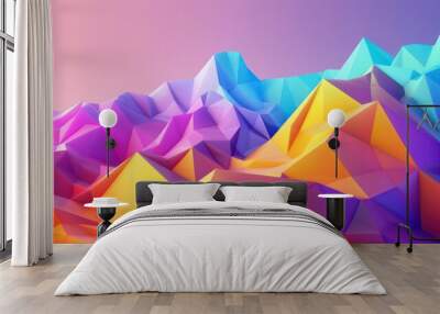 Geometric pattern featuring triangles in a vibrant vector design, perfect for modern wallpaper with colorful, light textures and artistic polygon elements. Wall mural