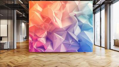 Geometric pattern featuring triangles in a vibrant vector design, perfect for modern wallpaper with colorful, light textures and artistic polygon elements. Wall mural