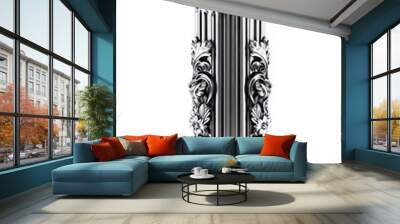 Silver Column Pedestal Isolated on transparent background. Wall mural