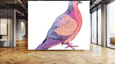 Abstract colorful Mourning dove bird line art logo icon design illustration isolated on a white background Wall mural