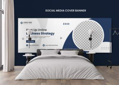 Creative Start-Up online Business Strategy social media cover template, web banner template, corporate banner, header, business webinar banner Wall mural