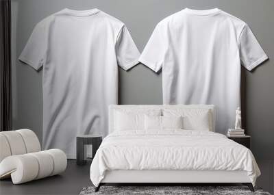 Plain blank t-shirt mockup for front and back view on white background Wall mural