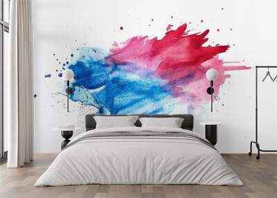 Rainbow watercolor paint splatter stain brush strokes, vibrant aquarelle spot splash on white background Wall mural