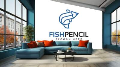 Fish Pencil Logo  Wall mural