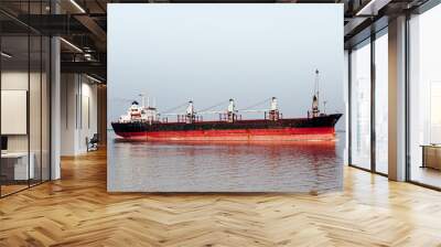 Container Ship, Old freighter ocean ship in import export logistic business Wall mural