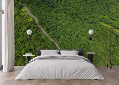 Mountain road on green hill jungle background Wall mural