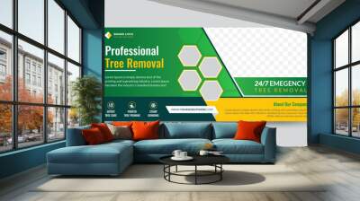 Tree removal banner design. gardening web banner template Wall mural