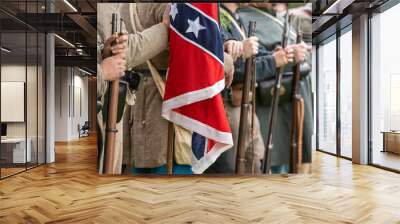 Confederate troops lined up ready for battle Wall mural