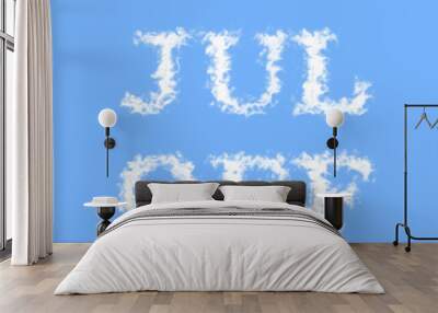 Jul Off cloud text effect sky isolated background. animated text effect with high visual impact. letter and text effect.  Wall mural