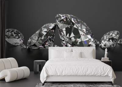 Brilliant diamonds on a dark metallic surface Wall mural