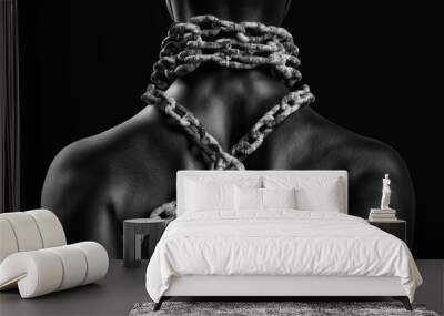 Female afro american slave with heavy chain around her neck Wall mural